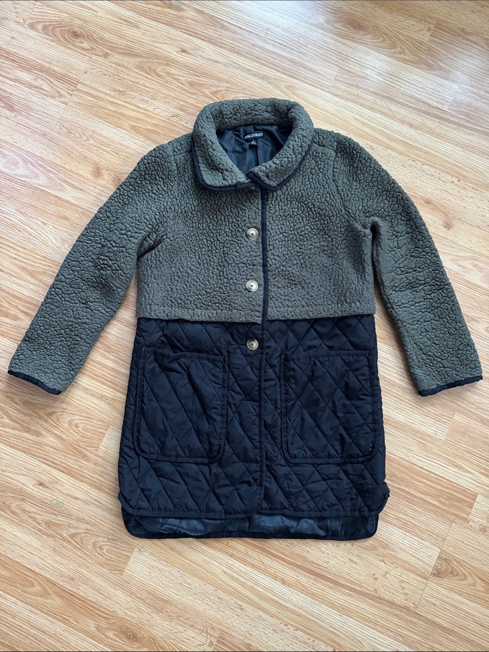 Nina Leonard Two-Tone Fleece Quilted Coat 🔅 size S